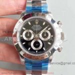 Perfect Replica Noob Factory Rolex Daytona 4130 Black Face Stainless Steel Bezel 40mm Men's Watch (1)_th.jpg